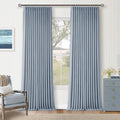 Blue Pinch Pleated Linen Blackout Dual Layer Curtains 108 Inches Length | Light by Twodrapes