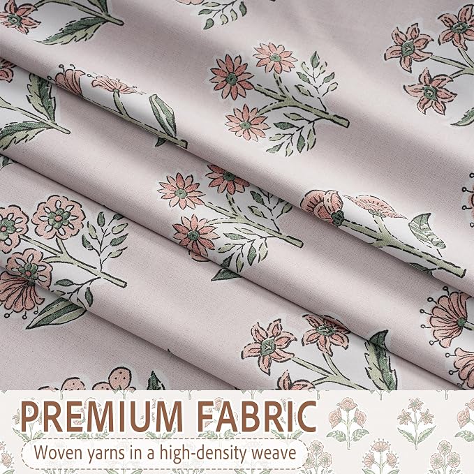 RYB HOME 100% Blackout Floral Curtains 63 Inches Long, Grommet Room Darkening - Image 5