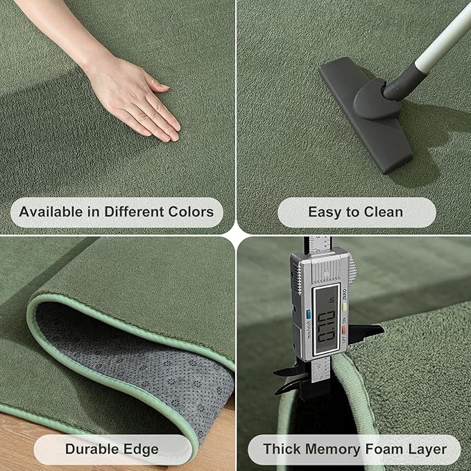 Sage Green Area Rugs for Bedroom Living Room, 4x6 Memory Foam Rug | Thickened - Image 5