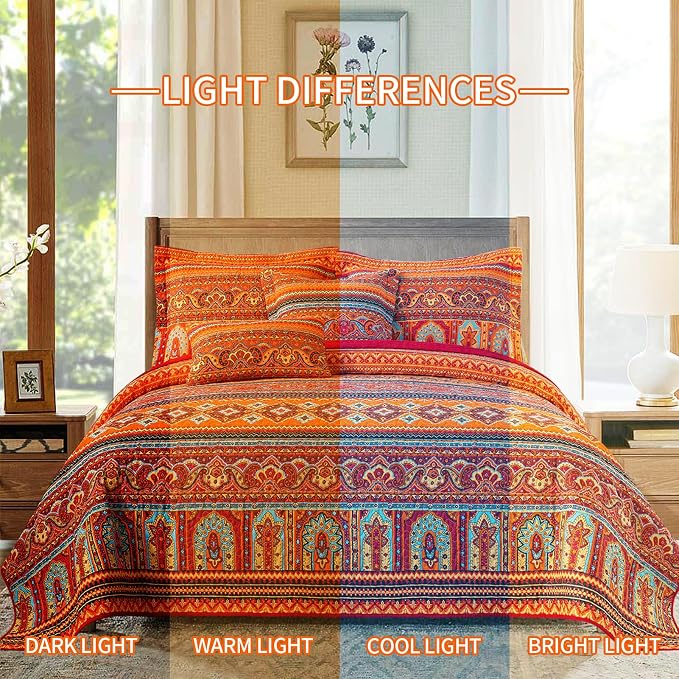 BEDIFANY Orange California King Quilt Set - Image 6
