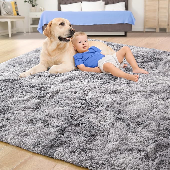 Soft Fluffy Rugs for Living Room, 5x8 Shaggy Area Rug for Bedroom, Modern Shag - Image 4
