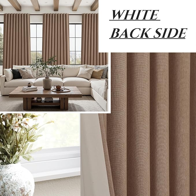 Rust Brown Blackout Curtains 60 Inches Extra Wide Linen 90 Inch Length - Image 6