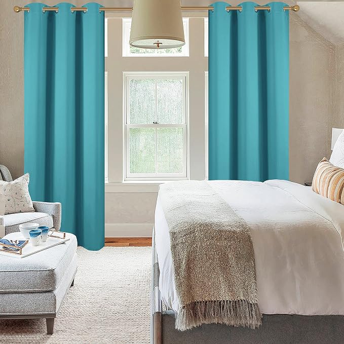 Diraysid Teal Grommet Blackout Curtains - Image 6