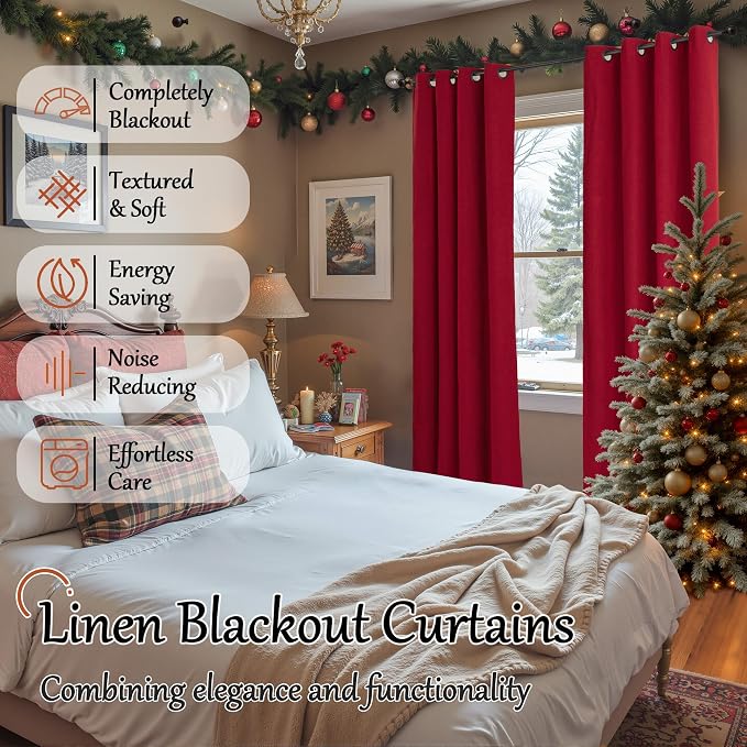 95 Inch Extra Long Red Blackout Curtains - Image 2