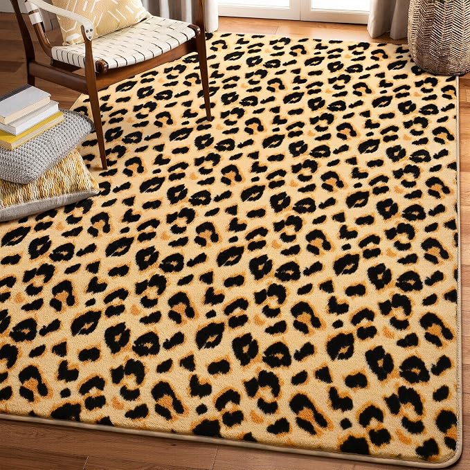 Soft Leopard Runner Rugs, 2x6 Cheetah Print Bedroom Bedside Rugs | Washable - Image 9