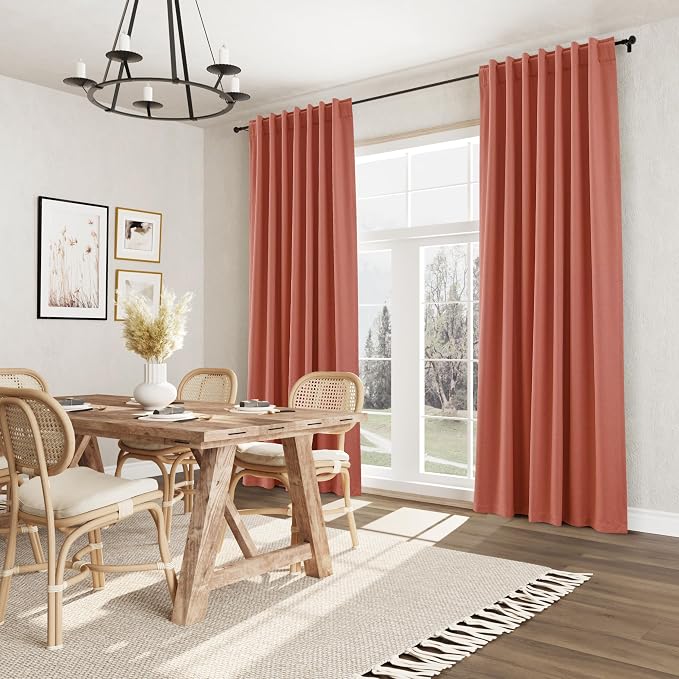 Coral 100% Blackout Linen Curtains 102 Inch Length 2 Panels Set - Image 10