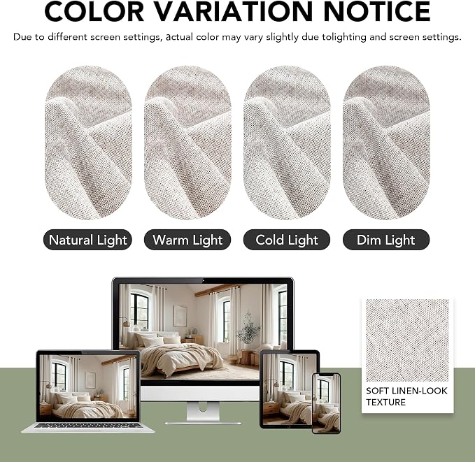 Deconovo Faux Linen 100% Blackout Curtains - Image 9