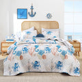 weigelia Coastal Quilt King Size, Seahorse Lightweight Summer Bedding | by WEIGELIA