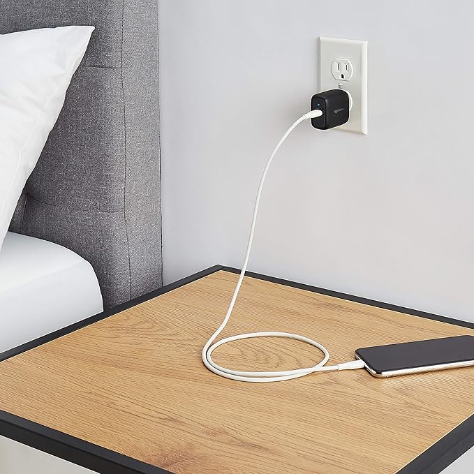 Amazon Basics 30W One-Port GaN USB-C Wall Charger with Power Delivery PD for Tablets & Phones (iPhone 16/15/14/13/12/11/X, iPad, Samsung, and More), Non-PPS, Black