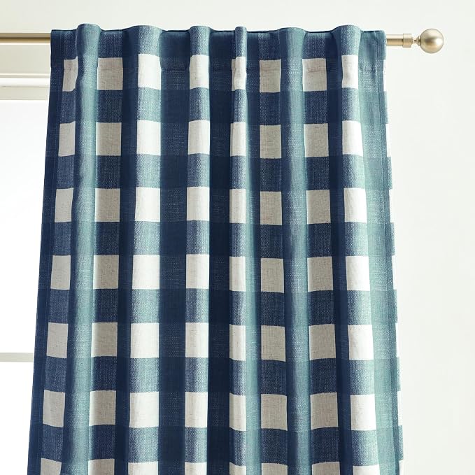 Grainger Rod Pocket Back Tab Window Curtain Panel, Indigo - Image 2