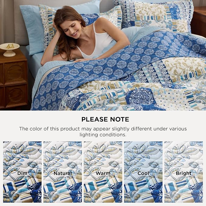 Bedsure Patchwork Quilts King Size, Reversible Boho Comforter Bedding, - Image 9