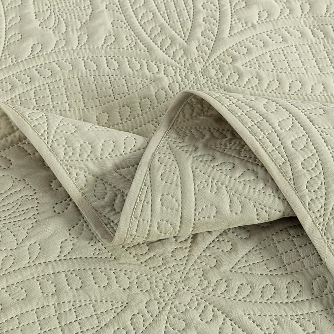 Chezmoi Collection Austin Queen Bedspread Set 3-Piece Pinsonic Quilted - Image 7