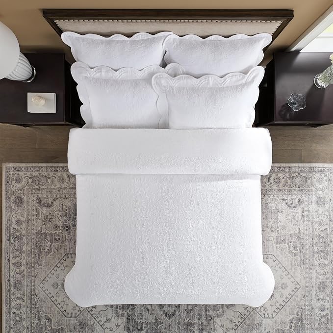 Charleston Estate Modern Farmhouse Floral Matelasse Coverlet - Image 5