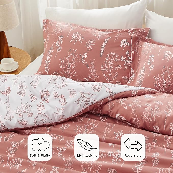 Bedsure Pink Clay Queen Comforter Set - Image 3