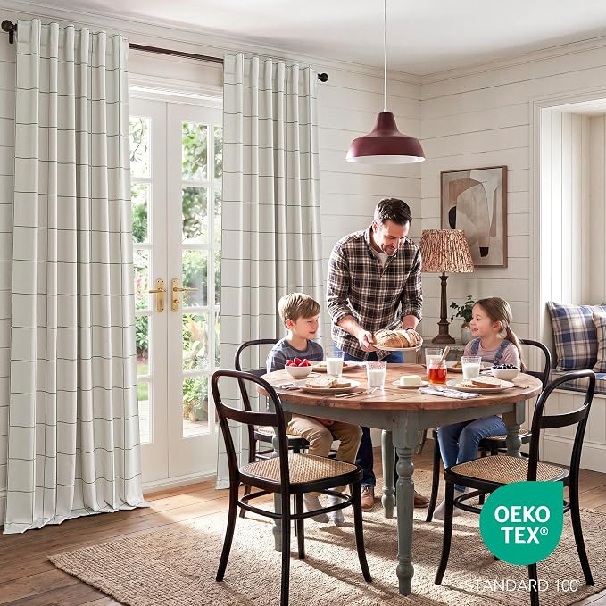 NICETOWN 100% Blackout Forest Green Plaid Curtains, 2 Panels | Rod Pocket & - Image 2