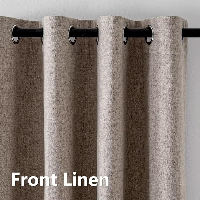 100% Blackout Curtains 72 Inch Length 2 Panels Set, Black Out Curtains for Living Room, Linen Thermal Insulated Grommet Drapes Bedroom Luxury Decor Privacy(70W × 72L inch, Linen)