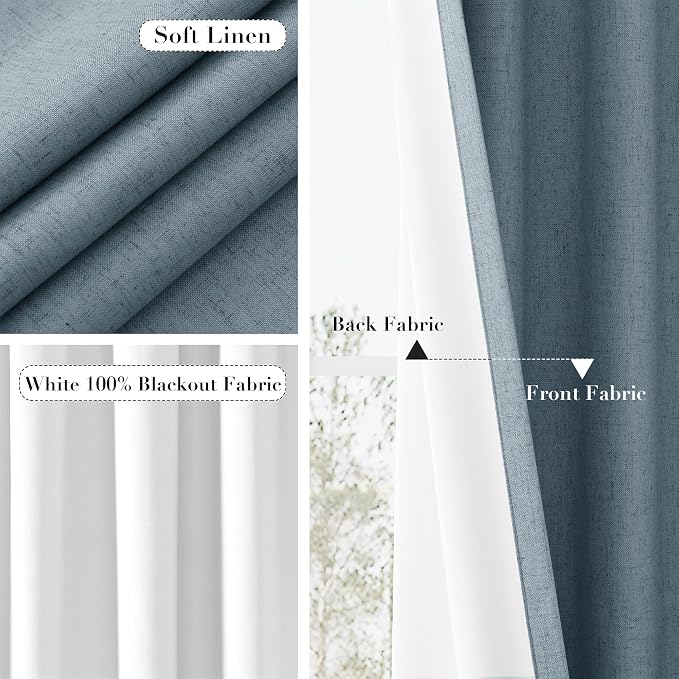 Joywell 100% Blackout Extra Long Linen Curtains 120 Inches Long - Image 5