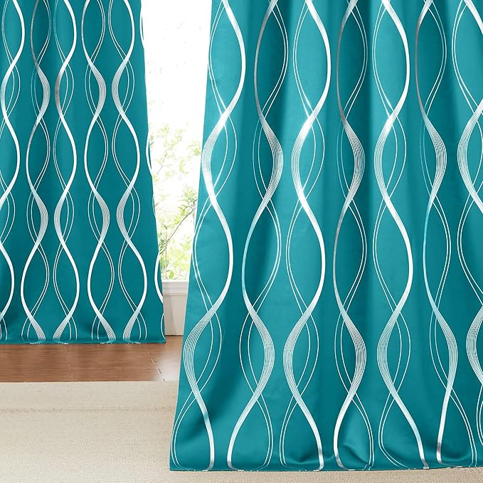 NICETOWN Room Darkening Peacock Teal Curtains - Image 4