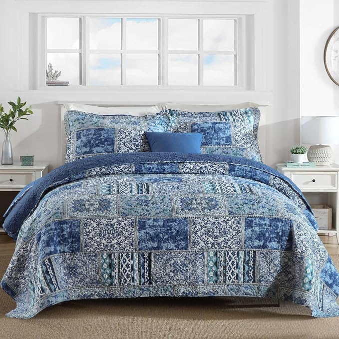 Etwel Cotton Patchwork Queen Size Quilt Set by Unknown