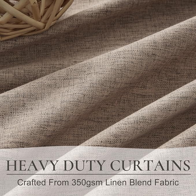 QJmydeco 70 Inch Extra Wide Dark Flax Blackout 84 Inches Long Linen Dining - Image 3