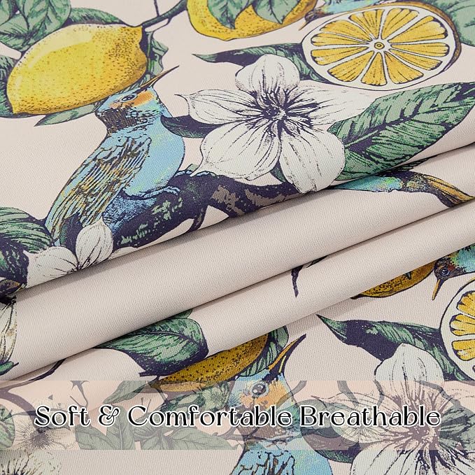 NICETOWN Vintage Curtains 84 Inches Long, Mid Century Illustration Style Lemon - Image 7