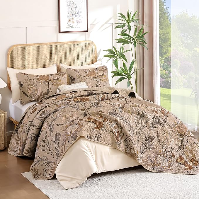 Dintszyayue Fall Quilt King Size Brown, Soft Microfiber Lightweight Farmhouse - Image 9