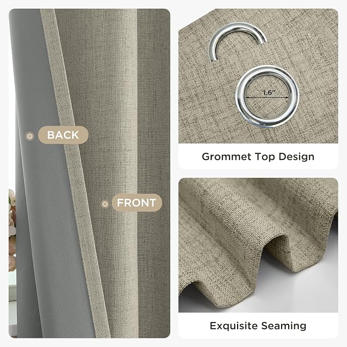 Joydeco Blackout Curtains 95 Inches Long 2 Panels Burg, Room Darkening Curtains - Image 5