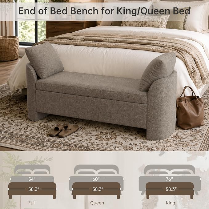 Usaint 58.3" Upholstered Storage Ottoman Bench - Image 3