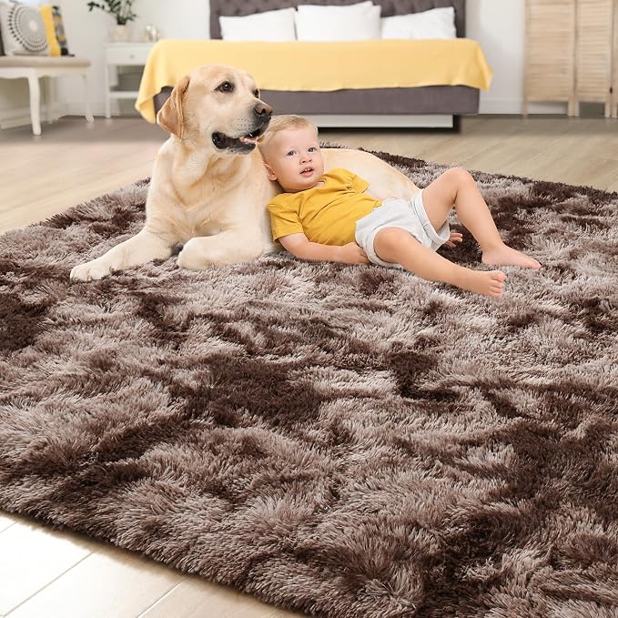 Soft Fluffy Rugs for Living Room, 5x8 Shaggy Area Rug for Bedroom, Modern Shag - Image 4