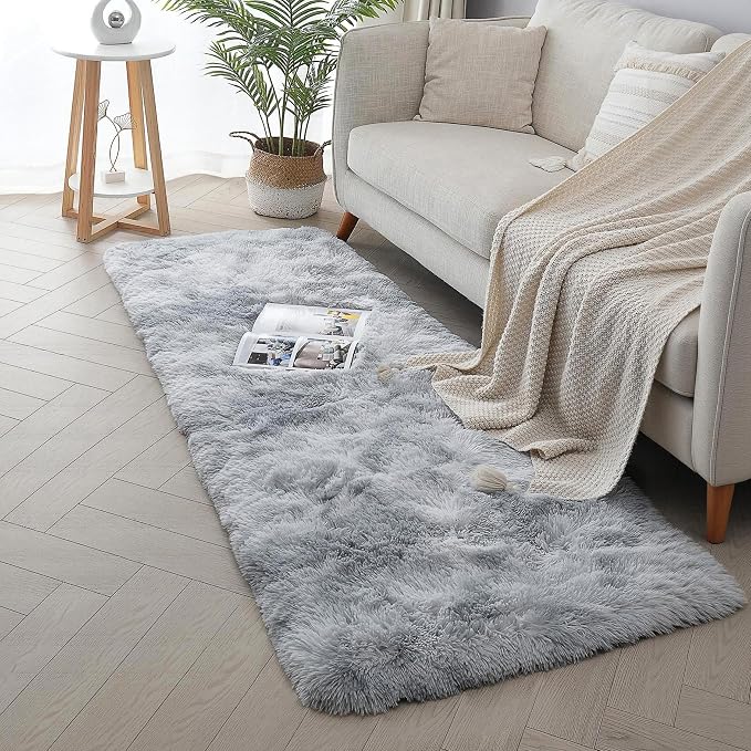 Light Grey Fluffy Shag Rug 2x6, living room, kids room, boys and girls - Image 6