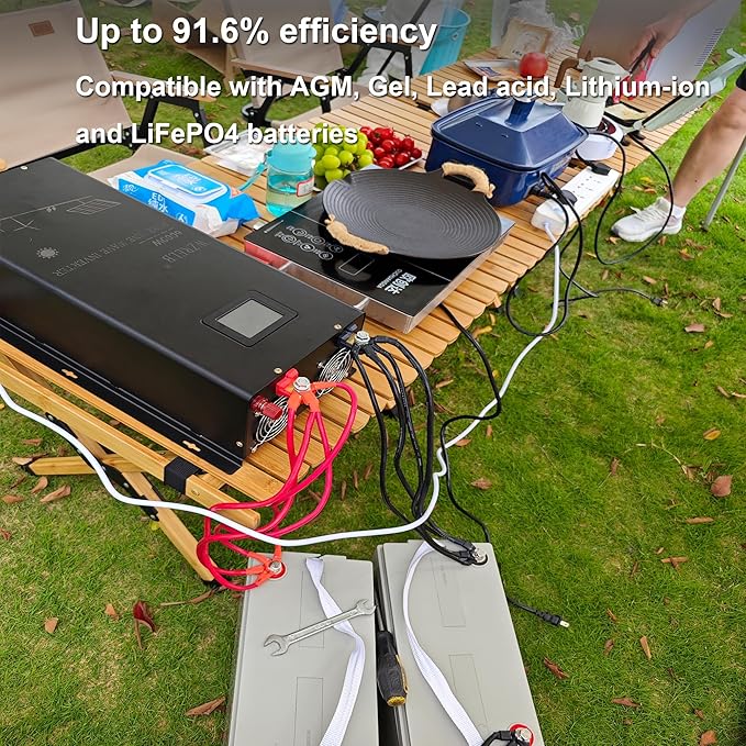 WZRELB 7000W 24V Pure Sine Wave Inverter,24 Volt DC to AC 120V 240V Split Phase Power Inverter,2*AC Hardwire Terminal,14KW Surge,High Efficiency up to 91.6%,Wireless Remote