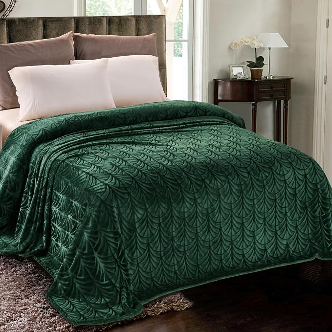Whale Flotilla Soft Flannel Fleece Bed Blanket Queen Size, Emerald Green | Cozy by WHALEFLOTILLA