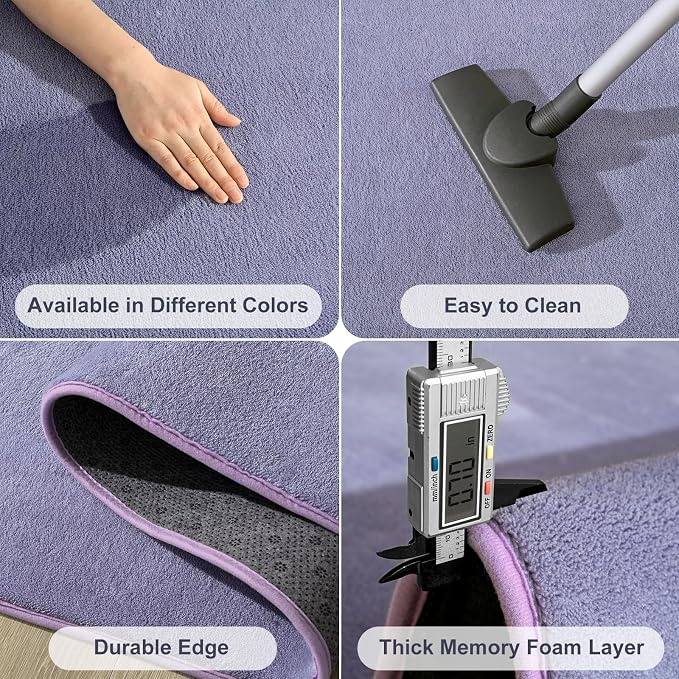 Modern Area Rug for Bedroom Living Room, 4x6 Purple Memory Foam Rug | Thickened - Image 6