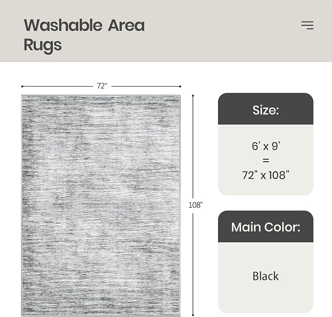 6x9 Area Rugs Non Slip, Large Washable Rugs - Image 2