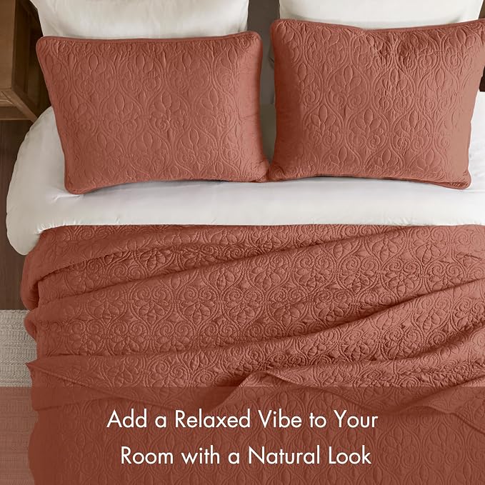 Madison Park Queen Quilt Bedding Set, Cottage-Inspired Damask, Classic Stitch - Image 5