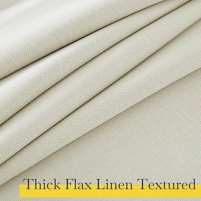 NICETOWN Faux Linen 100% Blackout 90 inch Curtains, W52 x L90, 2 Panels - Image 4