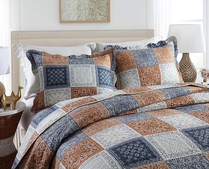 3-Piece Queen Quilt Sets with Shams Oversized Bedding Bedspread Reversible - Image 2