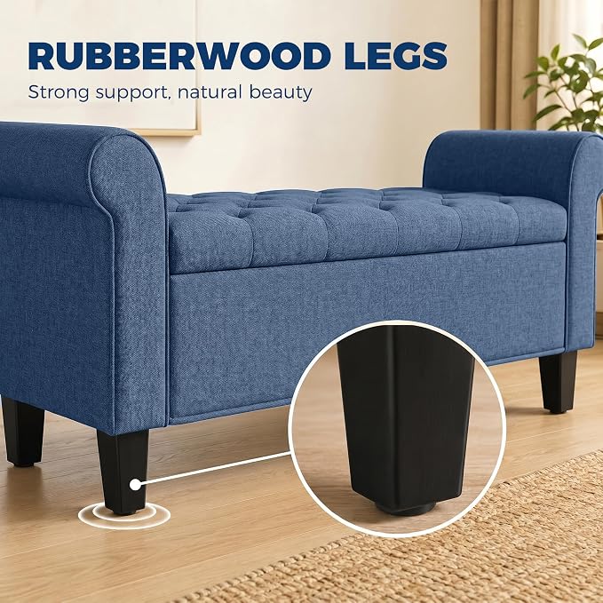 HOMCOM 47" Ottoman wih Storage End of Bed Bench - Image 8