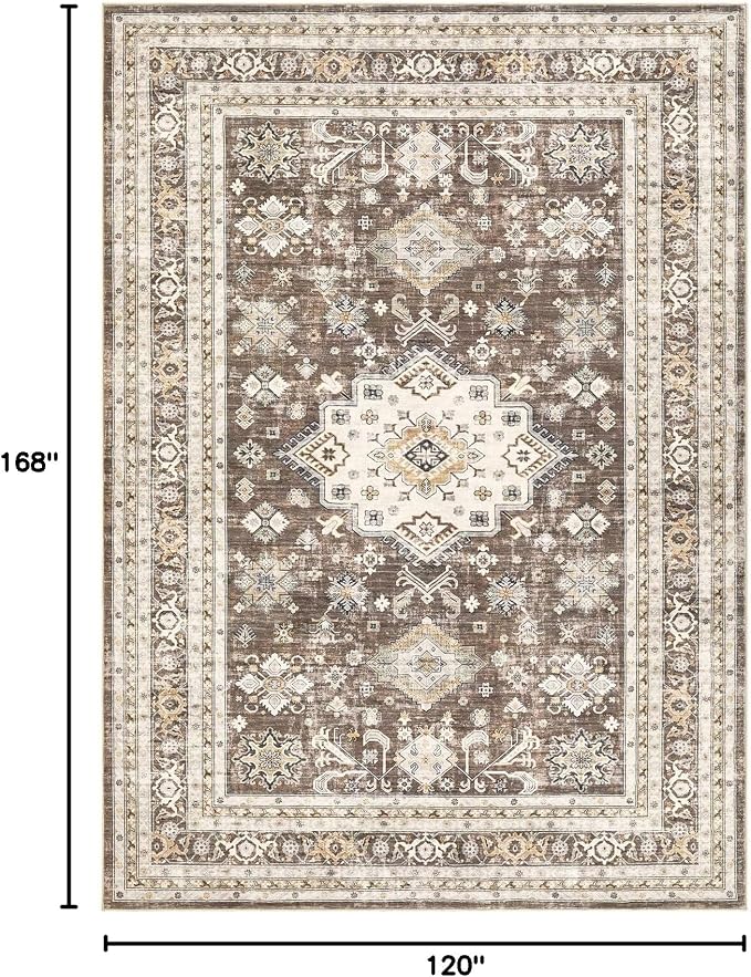 cotiled 10x14 Area Rug for Living Room, Traditional, Dark Brown | Soft - Image 2