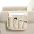 Brilliant Sunshine Beige Velvet Couch Armrest Cover, Armrest Organizer & Caddy by BrilliantSunshine