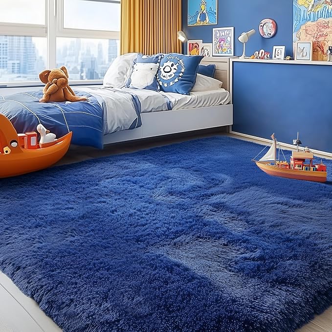 Blue Rug 4x6 Ft Fluffy Shag Rugs - Image 8