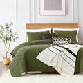 Olive Green Cloud King Size Quilt Bedding Sets by ROARINGWILD