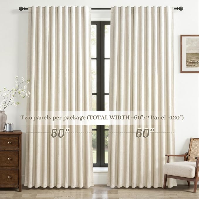 Cute Blackout Curtains 60 Inches Extra Wide Linen 102 Inch Length - Image 6