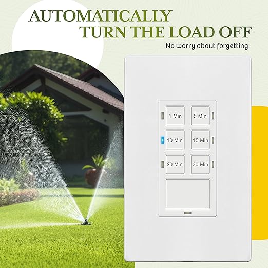TG 30-Min Countdown Timer Switch for Bathroom Fans and Household Lights, 1-5-10-15-20-30 Min Settings with Manual Override, Always On Blue LED, Neutral Wire Required, UL Listed, White, 2 Pack