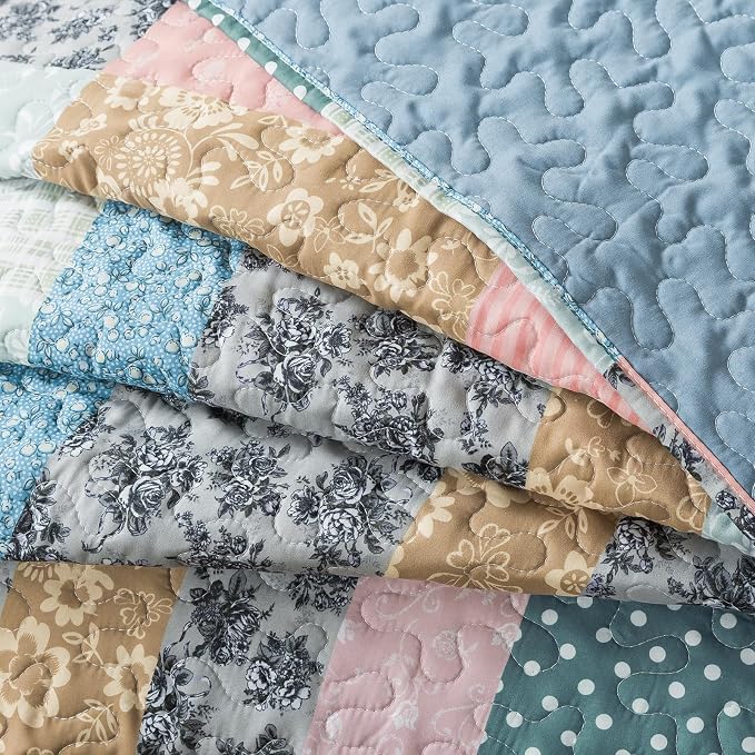 Etwel Lightweight Patchwork King Size Quilt Set - Image 9