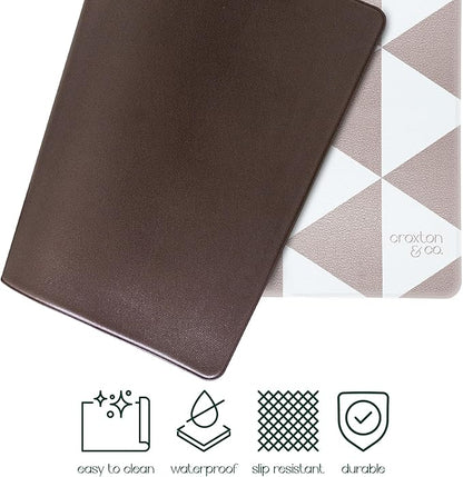 CROXTON & CO. Non-Slip Faux Leather Pet Feeding Mat for Dog Bowls | Large Bowl Mat for Food and Water | Durable, Easy-to-Clean Pet Food Mat for Floors | Size: 16.5"x18"