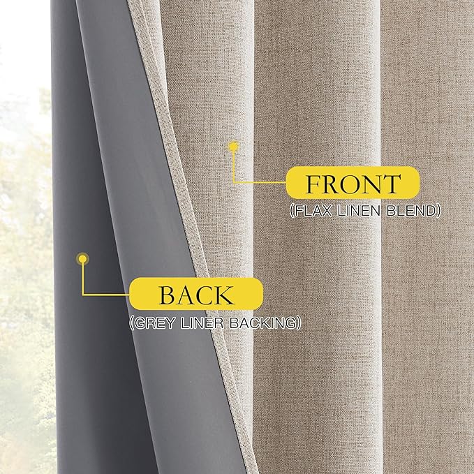 NICETOWN Oatmeal Vintage Open Linen Weave Flax Thermal Curtains, 100% Blackout - Image 8