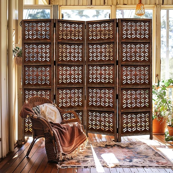 COTTON CRAFT Room Divider Wood Screen - Image 4