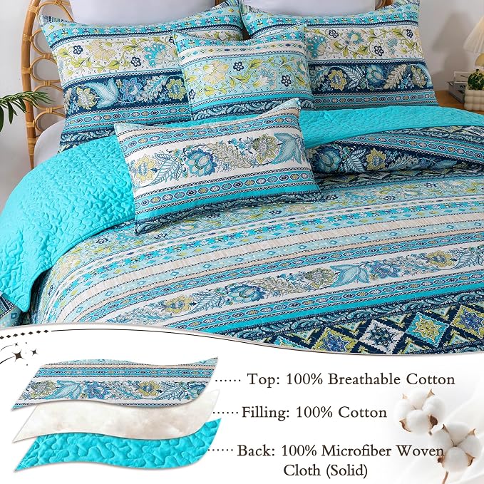 VAPUTAR 100% Cotton Face Quilt King Size, Exquisite King Quilt Bedding Set | - Image 3