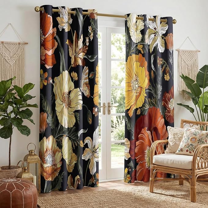 NICETOWN Boho Floral Curtains 100% Blackout - Image 6
